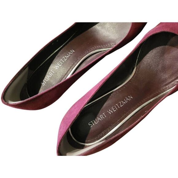 Stuart Weitzman Heels Women's 8 Burgundy Suede Leather Moody Bordeaux - Picture 2 of 8